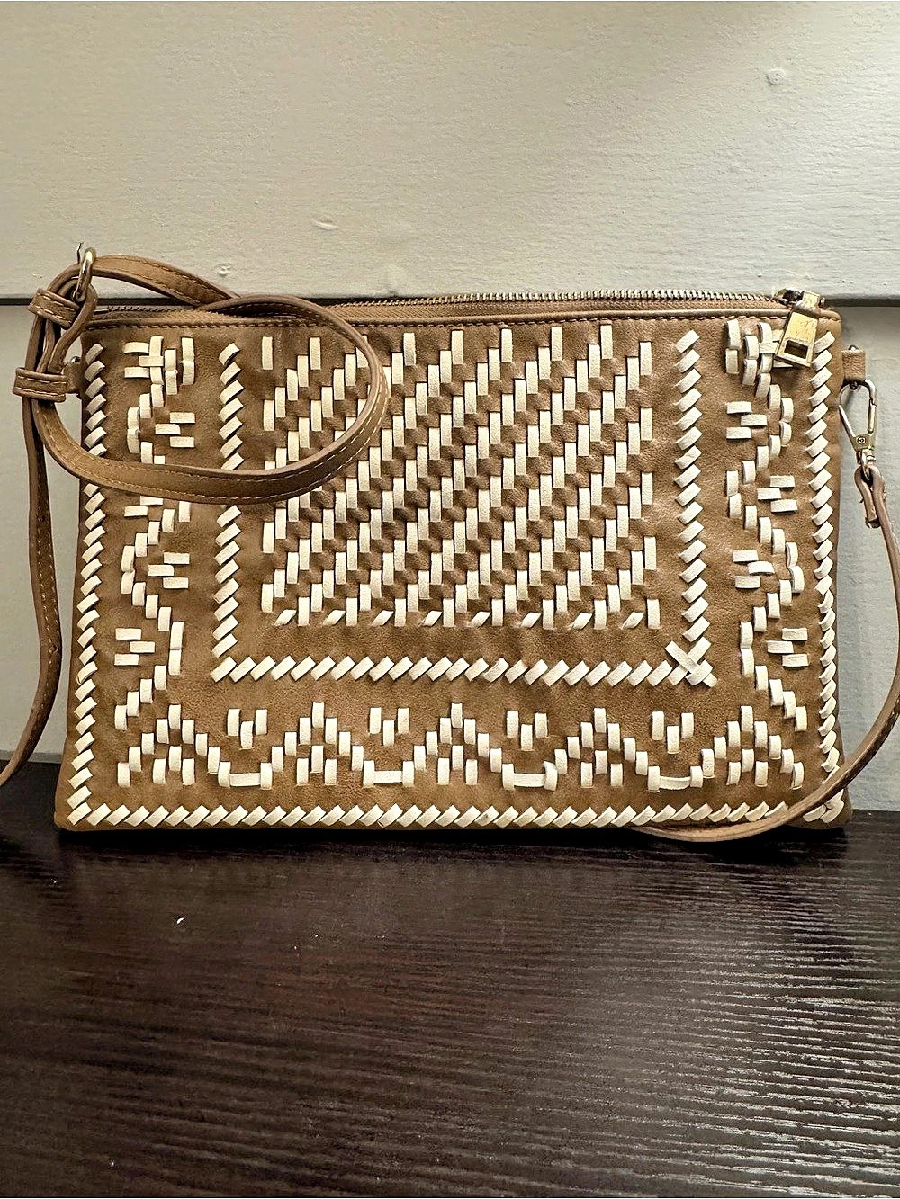 Crossbody Bag in Brown & Cream